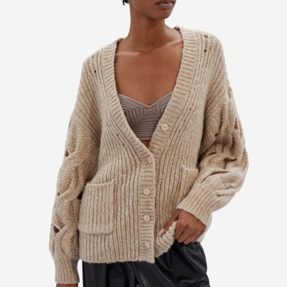 Jonathan Simkhai Reagan Lofty Alpaca Wool Cardigan Sweater - Picture 1 of 14